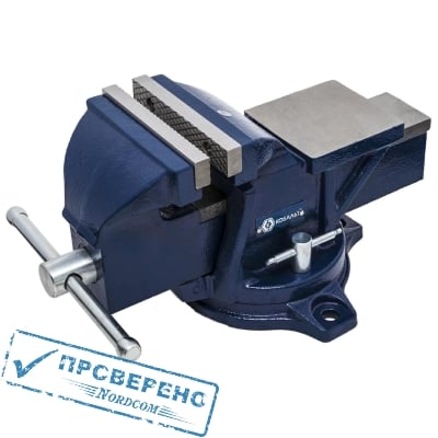 Тиски слесарные КОБАЛЬТ поворотные, ширина губок 125 мм, 13 кг, наковальня, коробка